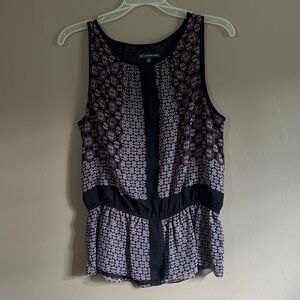 Adrianna Papell Black and Pink Patterned Tank Top